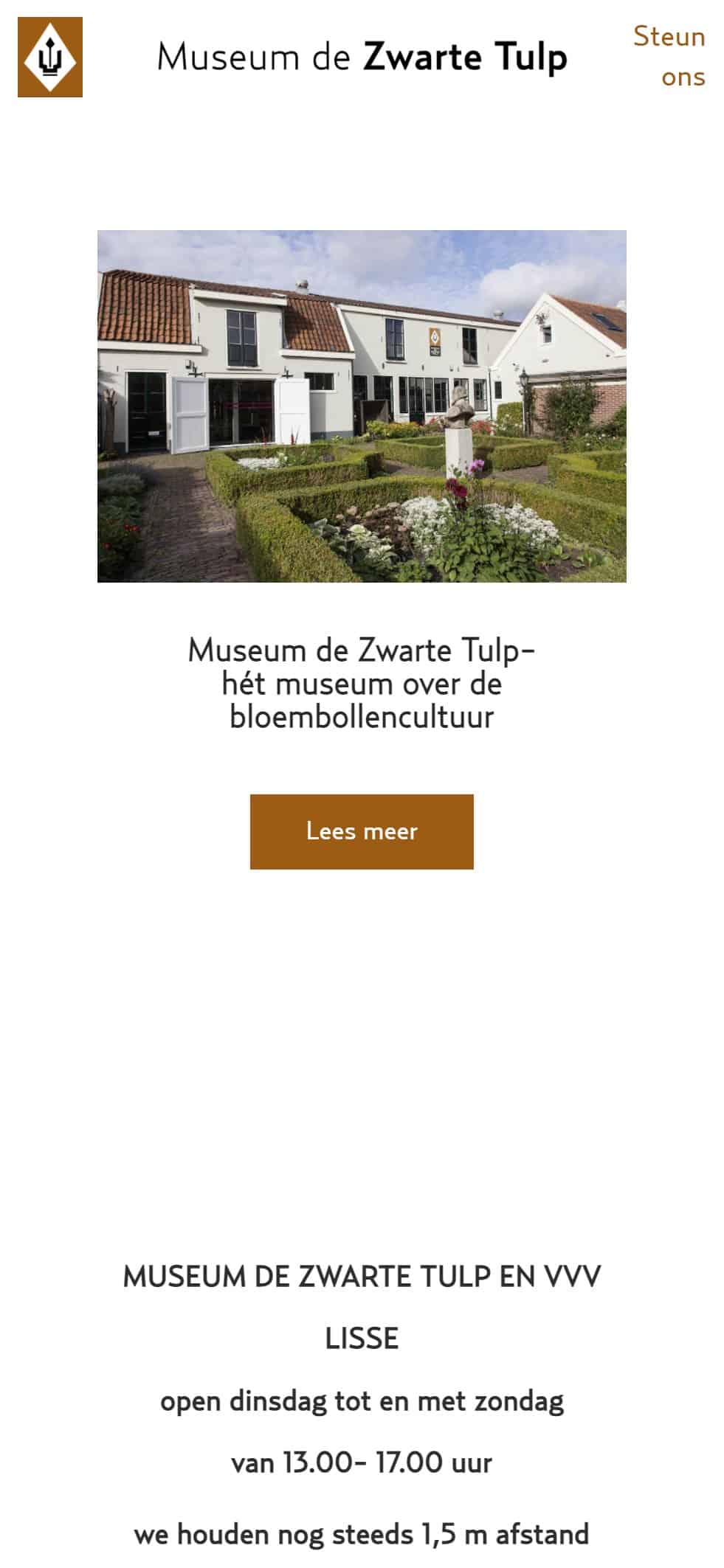 Museum de Zwarte Tulp website - mobiel